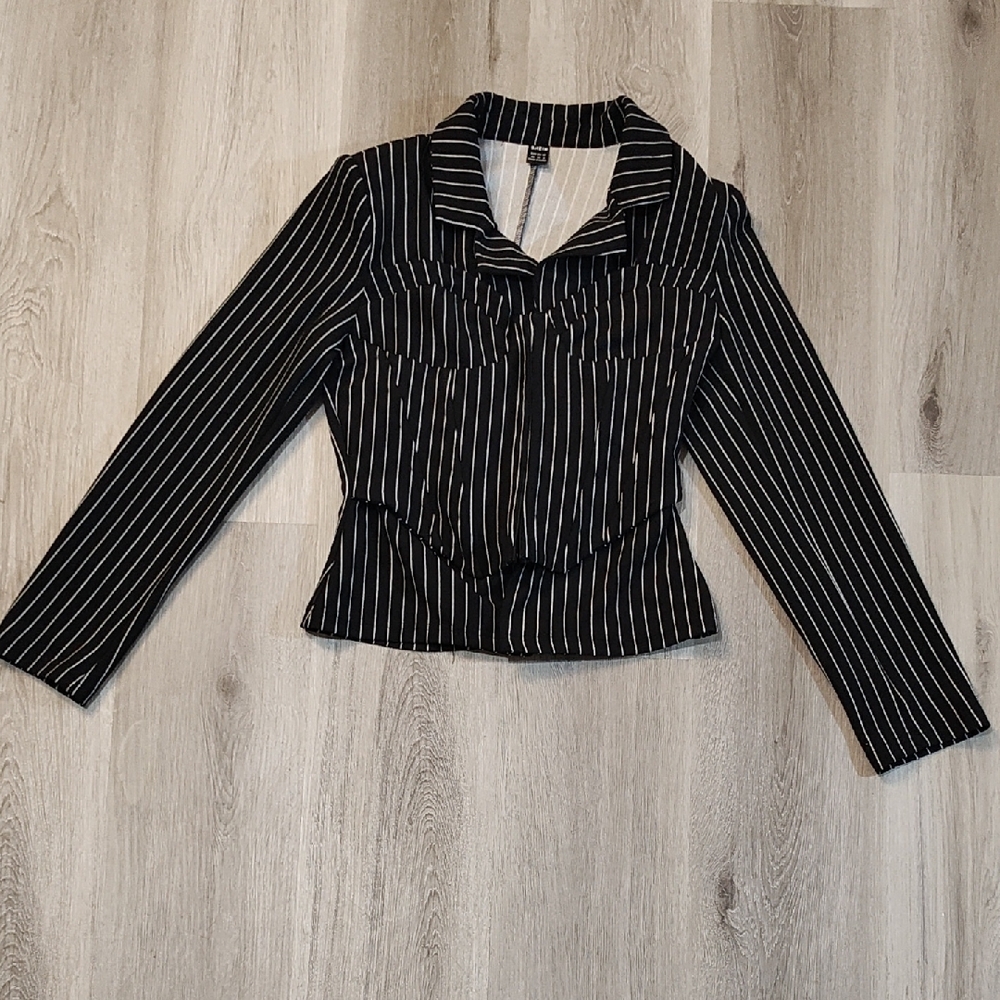 ***5/$25*** Shein Black and White Striped Blazer with Corset